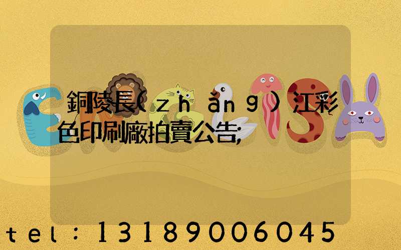 銅陵長(zhǎng)江彩色印刷廠拍賣公告